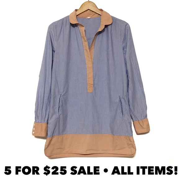 J. Crew Tops - J Crew Striped Tunic Blouse